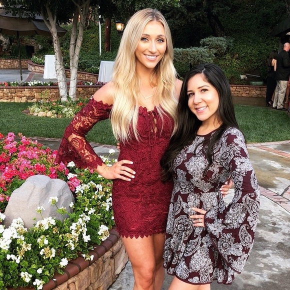 Lilyful Dresses & Skirts - Burgundy Lace Off the Shoulder Dress